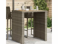 Hot Karaca Mesa alta jardín superficie madera ratán PE 105x80x110 cm Mesa Alta