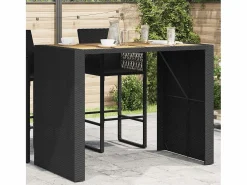 Sale Garden Furniture Karaca Mesa alta jardín superficie madera ratán PE 145x80x110 cm Negro