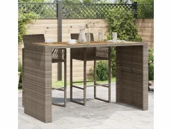 Hot Karaca Mesa alta jardín superficie madera ratán PE 185x80x110 cm Mesa Alta
