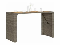Hot Karaca Mesa alta jardín superficie madera ratán PE 185x80x110 cm Mesa Alta