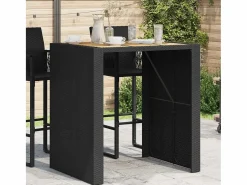 Best Garden Furniture Karaca Mesa alta jardín superficie madera ratán PE 105x80x110 cm Negro