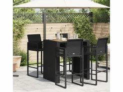 Best Garden Furniture Karaca Mesa alta jardín superficie madera ratán PE 105x80x110 cm Negro