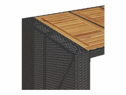 Best Garden Furniture Karaca Mesa alta jardín superficie madera ratán PE 105x80x110 cm Negro