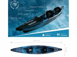 WATTSUP KAYAK HINCHABLE DE ALTA PRESIÓN TORPEDO 2 PLAZAS Azul