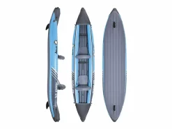 Clearance ZRAY Kayak hinchable Roatan 2 plazas 100% PVC Bomba de pie + 2 remos - Max 160kg -376x77cm (148 "x30") - Azul