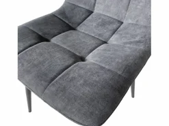Kayelles Lote de 4 sillas de comedor de diseño, asiento de tela acolchada, patas metálicas negras DILA Gris