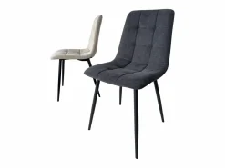 Kayelles Lote de 4 sillas de comedor de diseño, asiento de tela acolchada, patas metálicas negras DILA Gris
