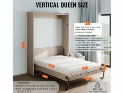 Discount Kit de Cama Desmontable SucceBuy, Tamaño Queen, Material de Cama Mural Vertical para Montar Propio, Plegable Negro