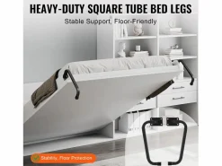 Discount Kit de Cama Desmontable SucceBuy, Tamaño Queen, Material de Cama Mural Vertical para Montar Propio, Plegable Negro