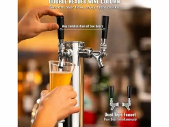 New Kit de Columna de Cerveza SucceBuy, Kit de Columna de Cerveza con Doble Grifo, Distribuidor de Cerveza y Bebidas de Acero Inoxidable, para Bar Restaurante Plateado