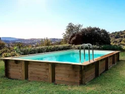 Online Habitat et jardin Kit de piscina de madera "Tampa" - 7,20 x 4,20 x 1,44 + Bomba de calor - Potencia 6,1 kW Marru00f3n