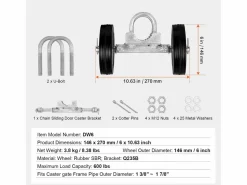Kit de Portón Deslizante, SucceBuy Conjunto de Portón Deslizante 15,24 cm Ajustable, Carga de 272 kg