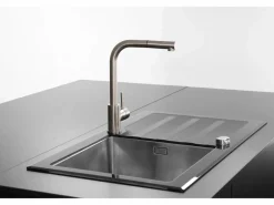 Kiwo Mezclador para fregadero con ducha extraíble, estilo acero inoxidable Grifo De Cocina
