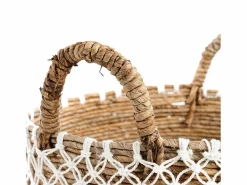 New La Cesta de Macramé con Costura Cruzada - L Cesta