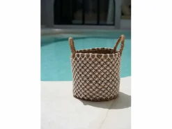 New La Cesta de Macramé con Costura Cruzada - L Cesta