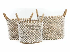 New La Cesta de Macramé con Costura Cruzada - L Cesta