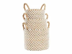 New La Cesta de Macramé con Costura Cruzada - L Cesta