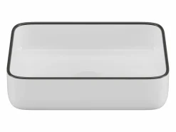 Shower & Design Lavabo blanco de baño con ribete negro rectangular - 50 x 39 cm - JUNIKO II