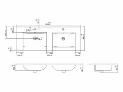 Best Shower & Design Lavabo rectangular de cerámica - 151 x 46,5 cm - MOTIAC Blanco