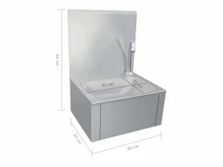 Clearance Lavabo de acero inoxidable con grifo y dispensador de jabón. Plateado