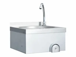 Outlet Lavabo de acero inoxidable con grifo y dispensador de jabón. Plateado