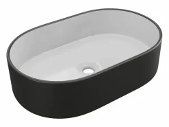 Shower & Design Lavabo de baño de cerámica - Bicolor: blanco y negro - IWA II