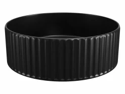 Shower & Design Lavabo de cerámica negra mate estriada de apoyo, L36 x A12 x P36 cm, PEDARA Negro