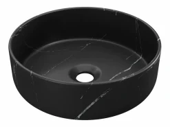 Shower & Design Lavabo de cerámica efecto mármol, L36 x A12 x P36 cm, VIAMARBA