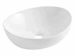 Sale Lavabo de cerámica ovalado para encimera 42x37 cm ANNA Blanco