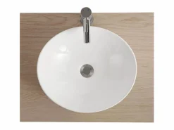 Sale Lavabo de cerámica ovalado para encimera 42x37 cm ANNA Blanco