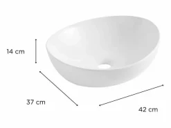 Sale Lavabo de cerámica ovalado para encimera 42x37 cm ANNA Blanco