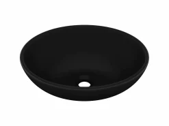 Outlet Lavabo de lujo ovalado cerámica mate 40x33 cm ES66559 Negro