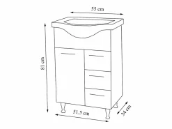 VCM Lavabo de muebles de baño Lisalo Blanco AL. 81 x AN. 55 x P. 45 cm Multicolor