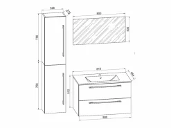 VCM Lavabo de muebles de baño Badinos Sonoma Oak AL. 151 x AN. 113 x P. 46 cm