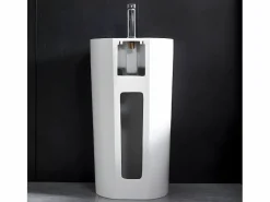Discount Lavabo de pie cilíndrico TOTAM - resina blanca Lavabo
