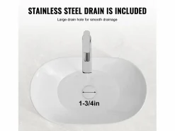 New Lavabo del Baño SucceBuy Fregadero de Cerámica Ovalado de 60 cm x 36 cm: , Moderno, Duradero y Elegante Blanco