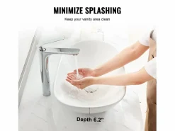 New Lavabo del Baño SucceBuy Fregadero de Cerámica Ovalado de 60 cm x 36 cm: , Moderno, Duradero y Elegante Blanco