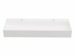 Online Lavabo doble suspendido de solid surface - Encimera lavabo blanca - 120 cm - YAMDROK Lavabo