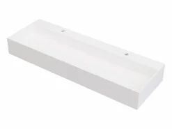 Online Lavabo doble suspendido de solid surface - Encimera lavabo blanca - 120 cm - YAMDROK Lavabo