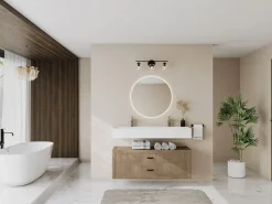 Online Lavabo doble suspendido de solid surface - Encimera lavabo blanca - 120 cm - YAMDROK Lavabo