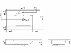 Best Shower & Design Lavabo empotrado de cerámica blanca - L81 cm - MOTIAC Blanco