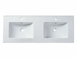 Sale Shower & Design Lavabo empotrado de cerámica blanca - L122 cm - MOTIAC Blanco