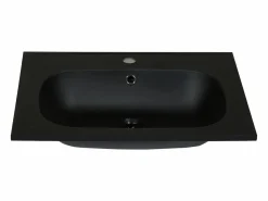 Shower & Design Lavabo encastrable de resina efecto piedra, , L60 x l46 cm, OKIWA Negro