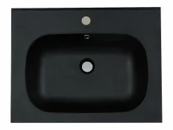 Shower & Design Lavabo encastrable de resina efecto piedra, , L60 x l46 cm, OKIWA Negro