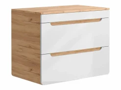 Online Vente-unique Lavabo flotante con tablero - 80 cm - Natural claro y blanco ARUBA Color natural claro / Blanco