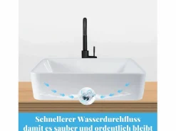 New NETTLIFE Lavabo lavabo de baño sobre encimera de cerámica - lavabo de baño cuadrado sobre encimera Blanco