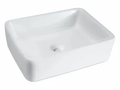 New NETTLIFE Lavabo lavabo de baño sobre encimera de cerámica - lavabo de baño cuadrado sobre encimera Blanco