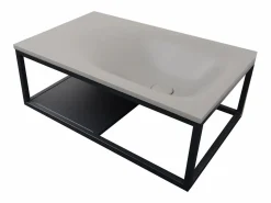 Hot Shower & Design Lavabo rectangular de hormigón - Gris - L61 x Alt. 39 cm - TICINO Negro / Gris