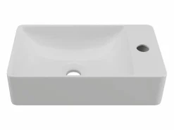 Shower & Design Lavabo rectangular flotante de cerámica blanca, Ancho 38 x Alt. 10 x Prof. 22 cm, ERAVAL
