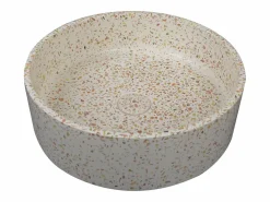 New Shower & Design Lavabo redondo de terrazo rosa, D39 x Alt. 12 cm, DUKAT Rosa / Blanco